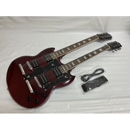 6/12 String Electric Double Neck Guitar with Padded Gig Bag, Red, Brand New