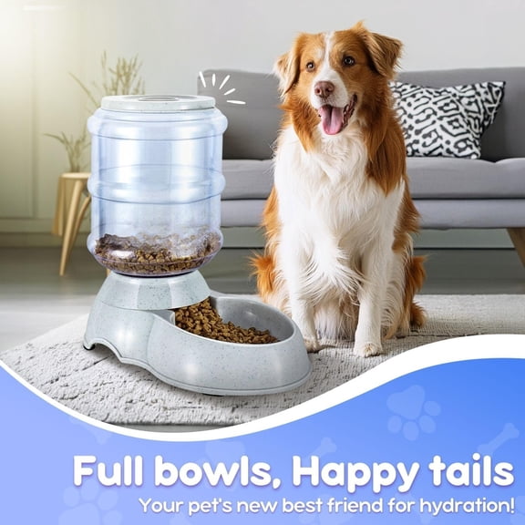6–12 lb Gravity Pet Food Dispenser, Automatic Dry Food Storage Container with Bowl for Small to Medium Dogs, Cats & Other Animals, Easy Feeding & Refill