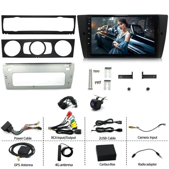 6+128G Car Stereo for BMW 3 Series 335i E90/E91/E92/E93 2005-2011 and More Models with Wireless CarPlay Android Auto 9inch Touch Screen Support Bluetooth FM GPS WiFi SWC 8 Core