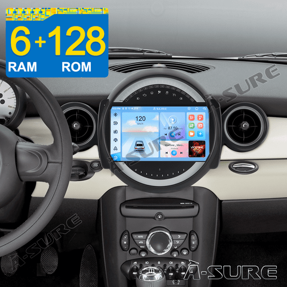 6+128GB Android 13 Car Radio Stereo for BMW MINI Cooper Clubman Hatch 2007-2013 Wireless CarPlay 4G LTE WiFi Bluetooth DSP 8-Core