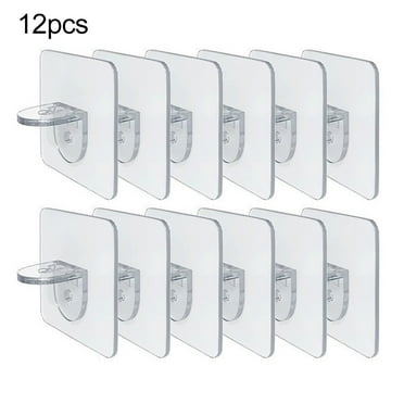 6/12PCS Adhesive Shelf Support Pegs Punch-free Clear Cabinet Shelf Wall Hangers