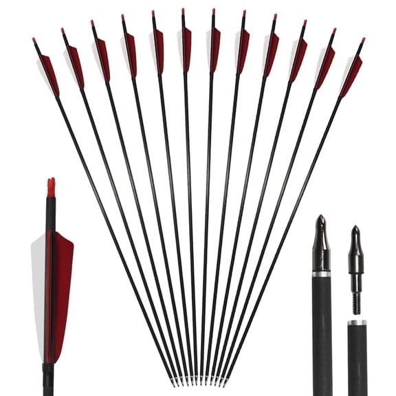 6/12PCS Arrows 31.5 inch Carbon Arrows Are Used To Recurve Bow Shooting and Hunting Practice