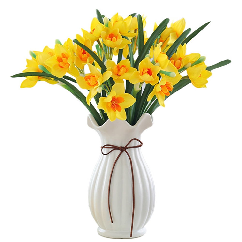 6/12PCS Artificial Daffodil Flowers Real Touch Faux Narcissus Spring