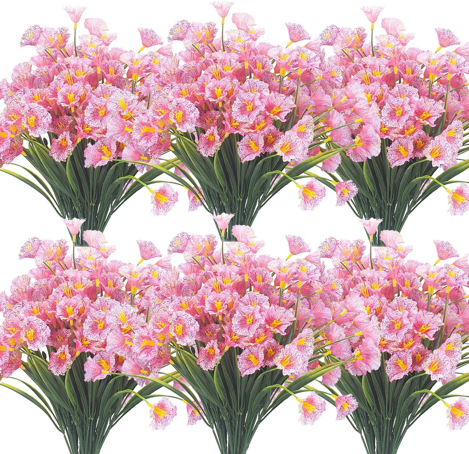 6/12PCS Artificial Flowers for Outdoor, UV Resistant Fake Violet ...