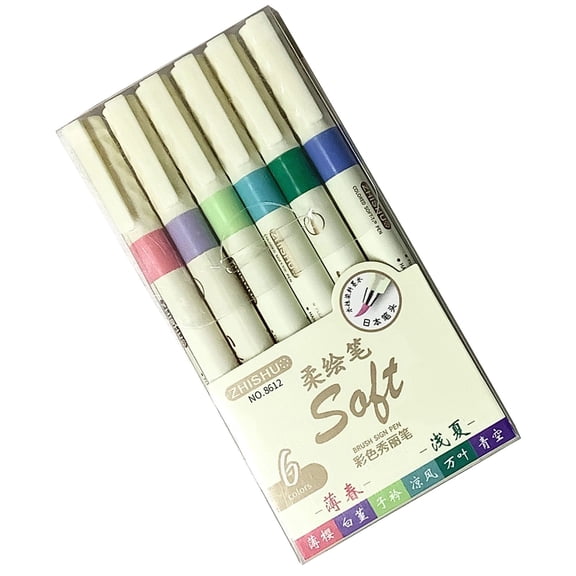 6/12PCS Artistic Sketch Pen with Soft Brush Tip Flexible Colorful Night Inspired Colors Ergonomic Plastic Barrels