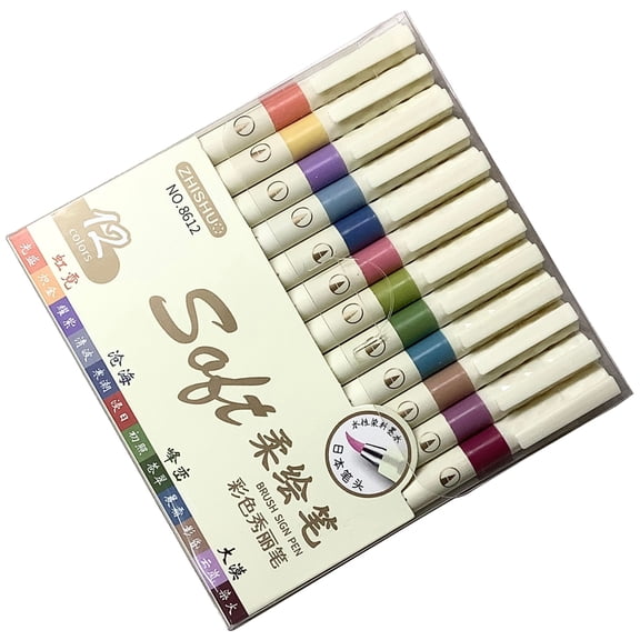 6/12PCS Soft Brush Tip Coloring Markers Suitable for Creative Night Scenes Quick Dry Inks Ergonomic Plastic Barrels