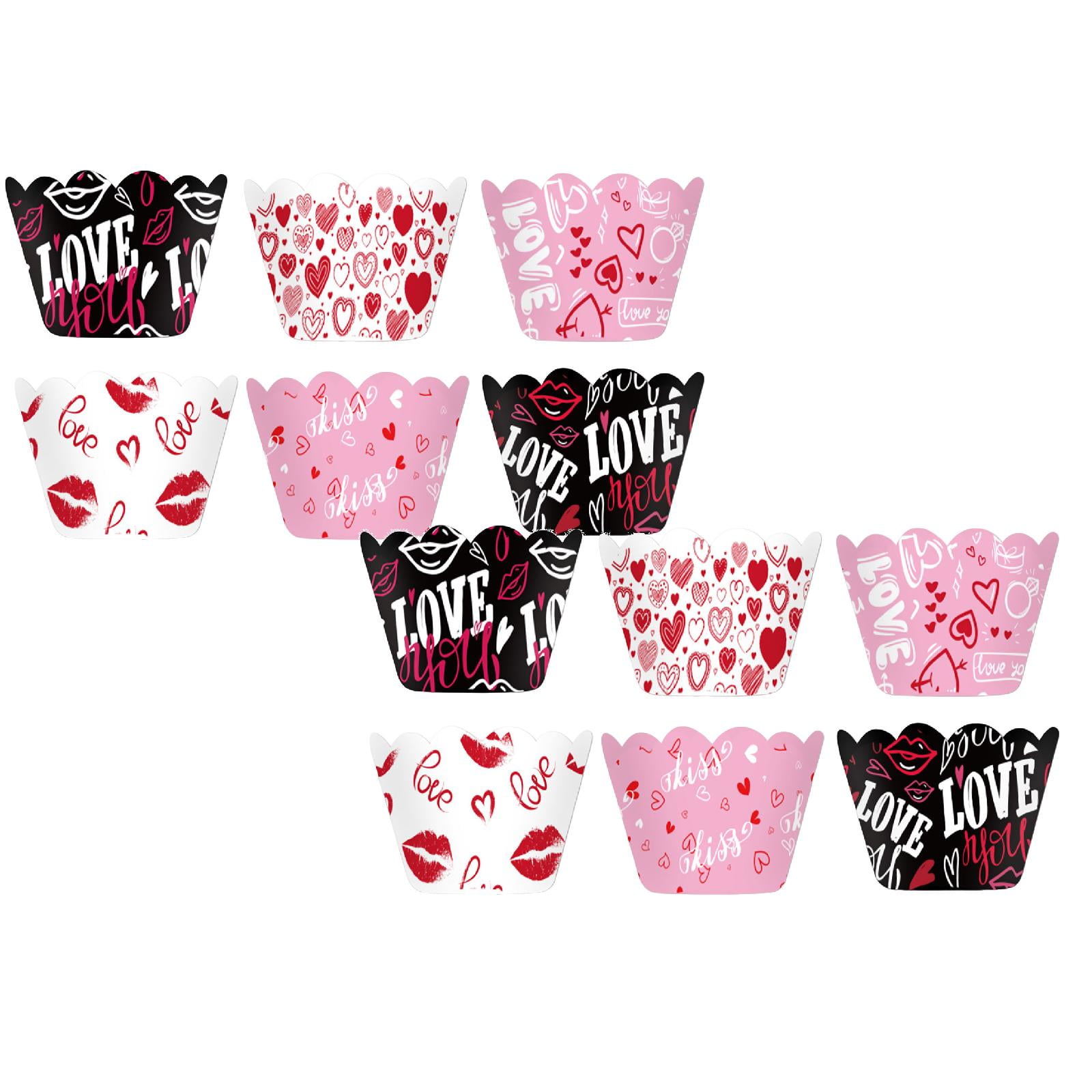 6/12PCS Valentine Cupcake Wrappers,Heart Cupcake Liners Love Themed ...