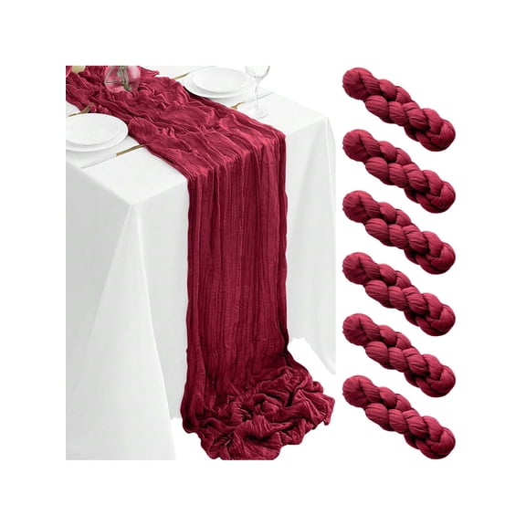 6 12Pack Burgundy Cheesecloth Table Runner 17x108Inch Spring Easter Cheese Cloth Table Runner 9FT Boho Gauze Table Runners