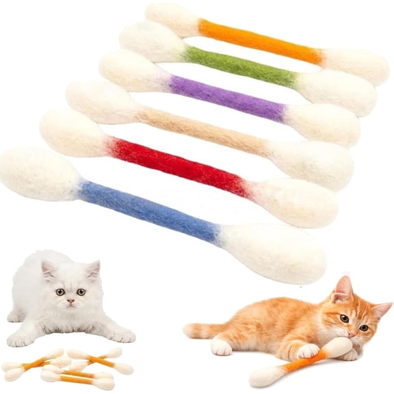 6/12Pack Cotton Swab Cat Toy, Giant Qtip Cat Toy for Exercise, Giant Q Tip Cat Toy