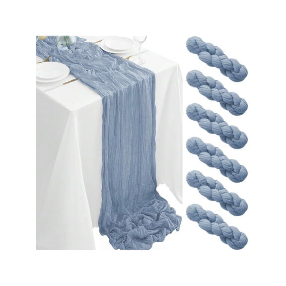 6 12Pack Dusty Blue Cheesecloth Table Runner 17x108Inch Spring Easter Cheese Cloth Table Runner 9FT Boho Gauze Table Runners Rustic Sheer Table Runner