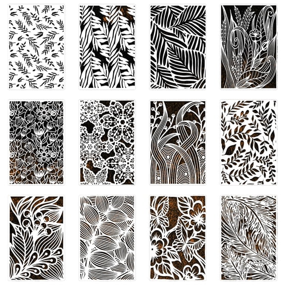 6/12Pcs Geometric Floral Templates 12x8in PET Drawing Stencils for Art Painting Card Making Kid Room Wall Decoration