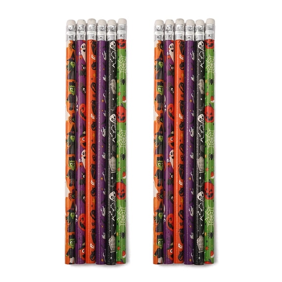 6/12Pcs/Pack Halloween Themed Stationery Pencil with Erasers Halloween Stationery Set Halloween Party Gift Bag Fillers