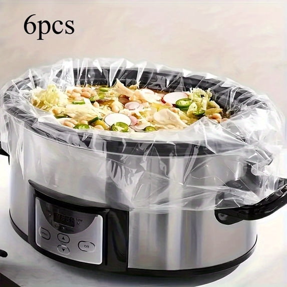 6/12Pcs Slow Cooker Liners, 15"x19" Food Safe Nylon Blend Cooking Bags, Disposable Pot Liners for 3-8 QT Oval & Round Crockpots, Easy Cleanup for Soups, Stews, Chili, Kitchen,6pcs