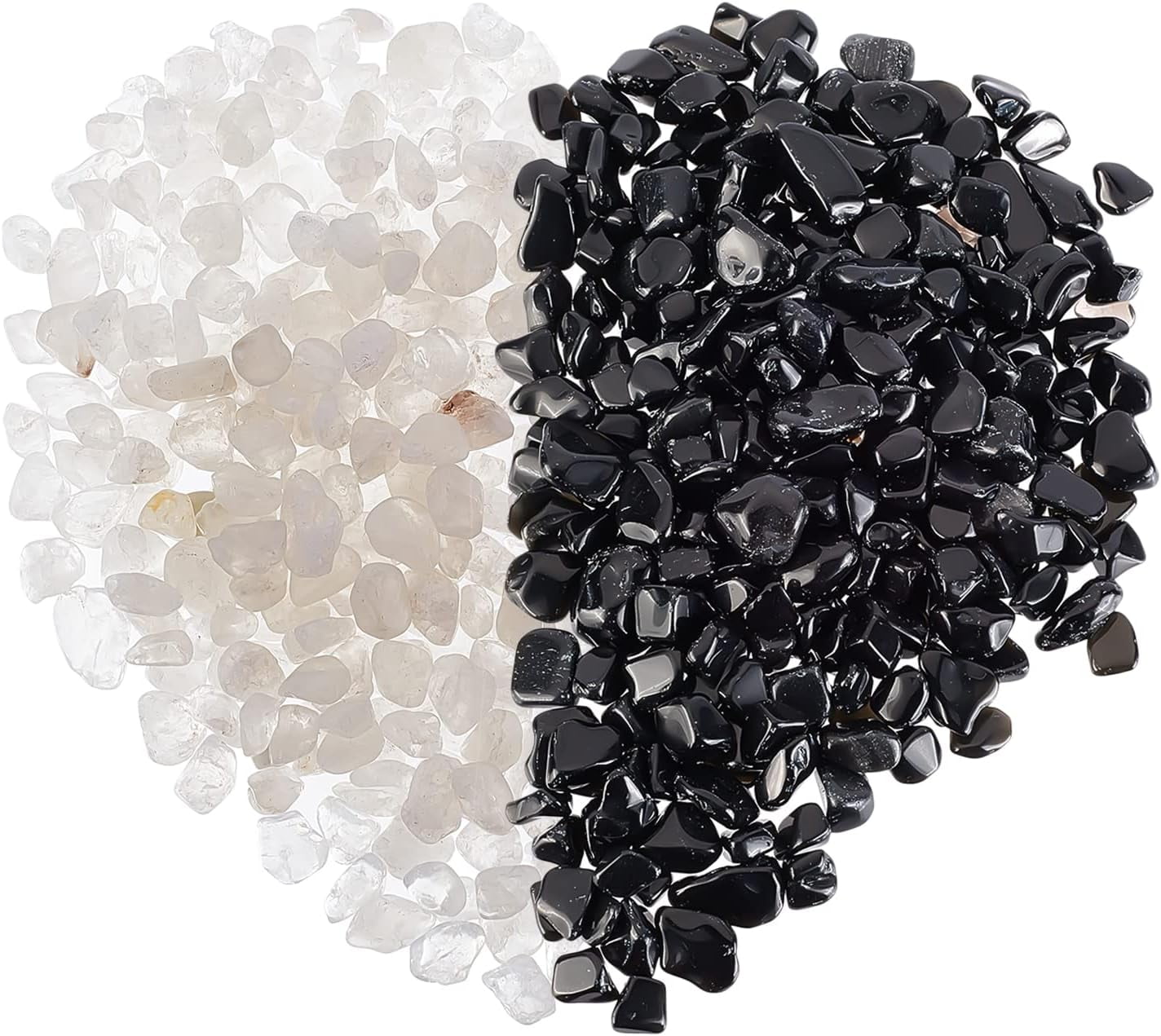 6~12mm White Quartz Rock Tumbled Chips Black Obsidian Tumbled Chip Stone for Indoor Plants Garden Aquarium Vase Plant Decoration for DIY