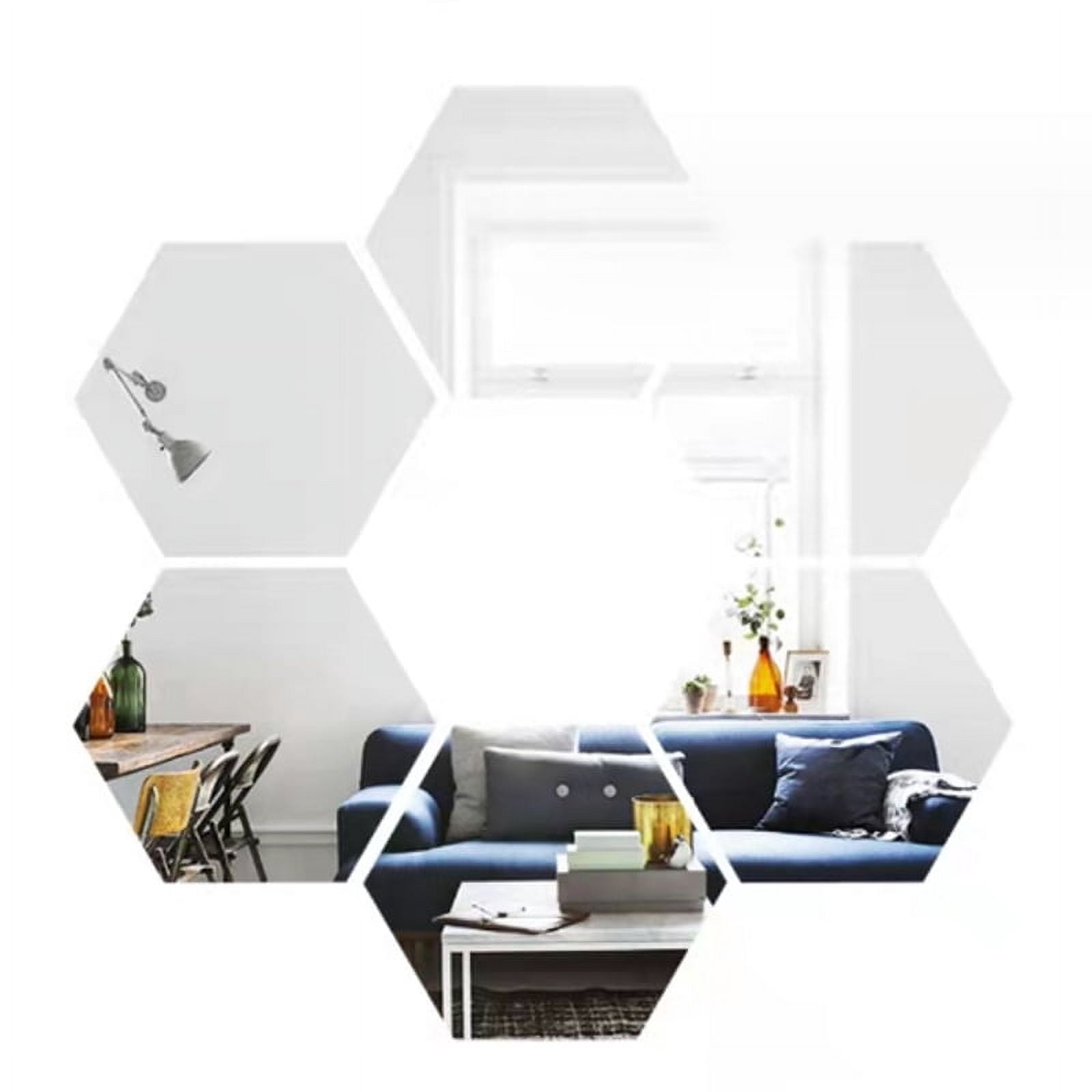 6/12pcs 3D Hexagon Mirror Wall Sticker Rose Gold DIY TV Background ...