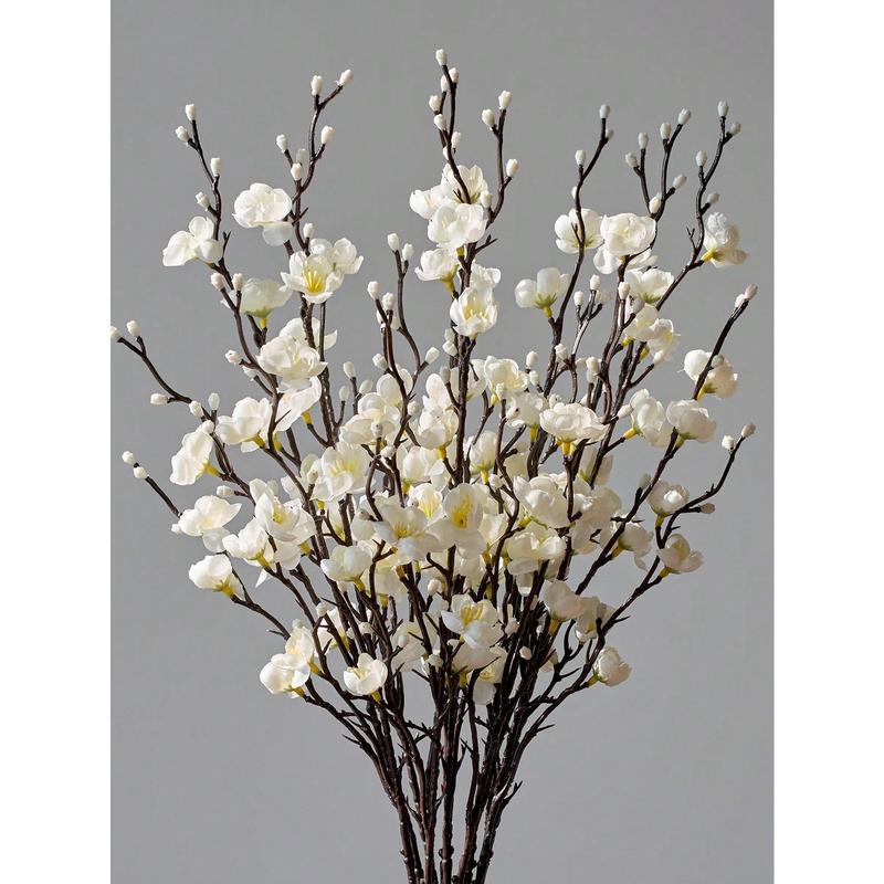 6/12pcs Artificial Flowers White Plum Silk Blossom 21.7'' Fake ...
