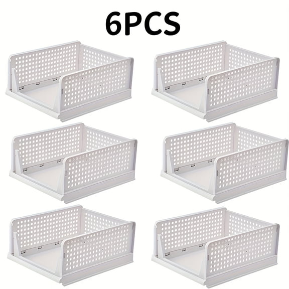 6/12pieces Of Wardrobe Layer Divider, Cabinet Drawer Type Clothing Organizer Shelf, Quick Assembly Of Bedroom Clothes Storage Box, Sliding Rail Foldable Design Wardrobe Basket, Mounted Closet Systems