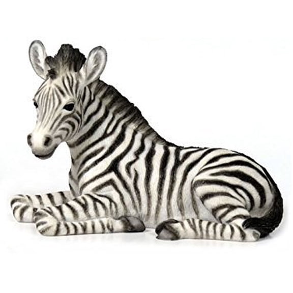 6.13 Inch Baby Zebra Kneeling Decorative Figurine, White and Black