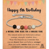 6-13 Year Old Birthday Gifts for Girls Women, Tiny Natural Stones Birthday Bracelet Gifts for Daughter Granddaughter Niece with Happy 6th-13th Birthday Card