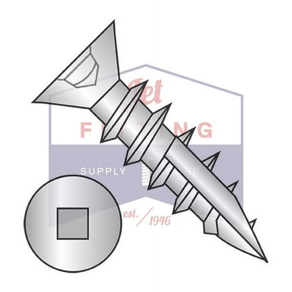 6-13 x 3/4" Deep Thread Wood Screws | Square | Flat Head | Type 17 Pt | Steel | Nickel | No Nibs (Quantity: 7000)