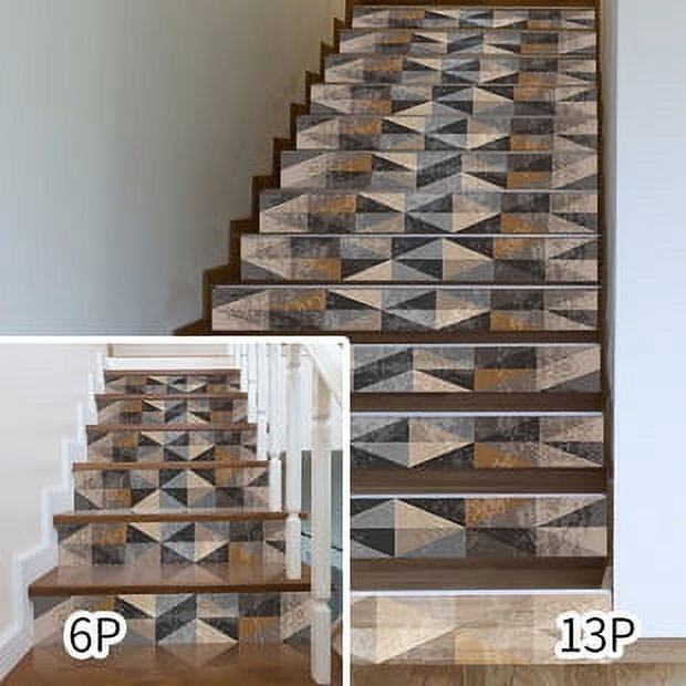Stair Riser Protectors 6/13PCS Retro Wodden Staircase Riser Stickers Self-adhesive PVC ...