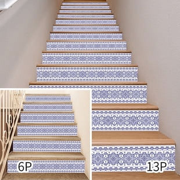 Wodden Risers 6/13PCS Retro Wodden Staircase Riser Stickers Self-adhesive PVC ...