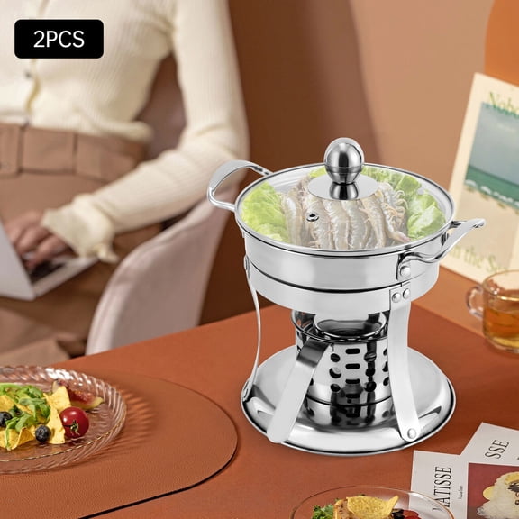 6.14" Hot Pot Alcohol Stove w/ Lid Stainless Steel Chafing Dish Buffet Chafer