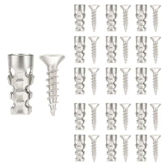 6×14mm Door Hinge Thread Repair Screws, Short Expansion Anchors for Stripped Screw Hole Repair, Cabinet & Furniture Hinge Mounting Fix Kit (30PCS/60PCS)