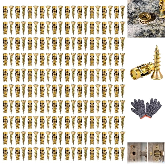 6 * 14mm Door Hinge Thread Repair Screws, Short Expansion Screw Set for Cabinet Hinge Repair & Stripped Thread Restoration,Short Expansion Wall Anchors for Wood and Drywall (100PCS)