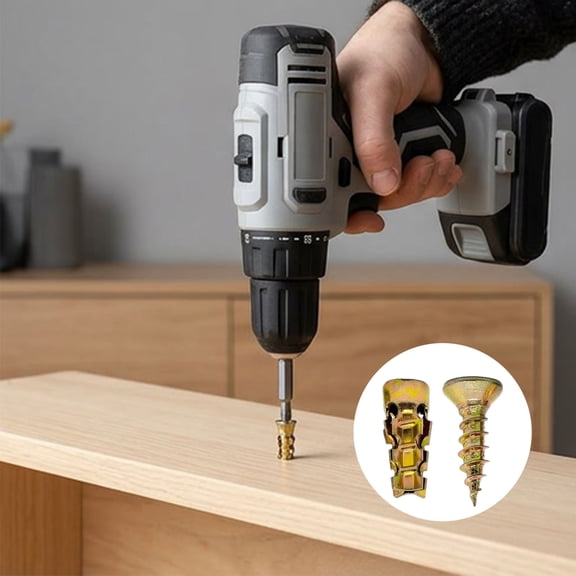 6Ã14mm Expansion Screw Repair Kit, Stripped Thread Anchors, Zinc-Plated 10-Piece Set, Hardware Fasteners, Wall Anchors, For Cabinet Hinges & Tile/Stone Installations