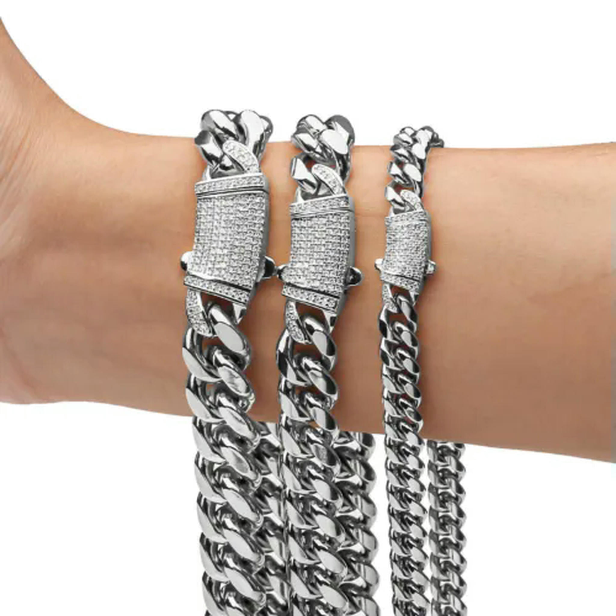 6-14mm Hip Hop Stainless Steel Miami Cuban Link Chain Necklace
