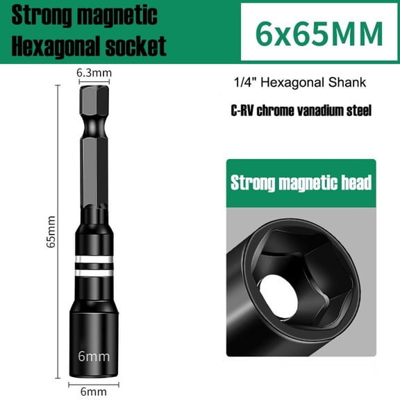 6-14mm Magnetic Nut Socket 1/4" Shank Hexagon Screwdriver Bit for Electric Drill