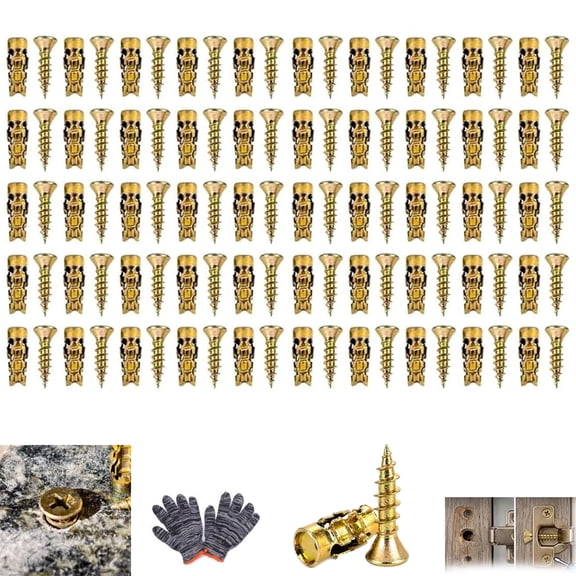 6 * 14mm Short Expansion Screw Set for Cabinet Hinge Repair & Stripped Thread Restoration,Door Hinge Thread Repair Kit, Heavy Duty Wall Anchors Matching Screws for Wood and Drywall (50PCS)