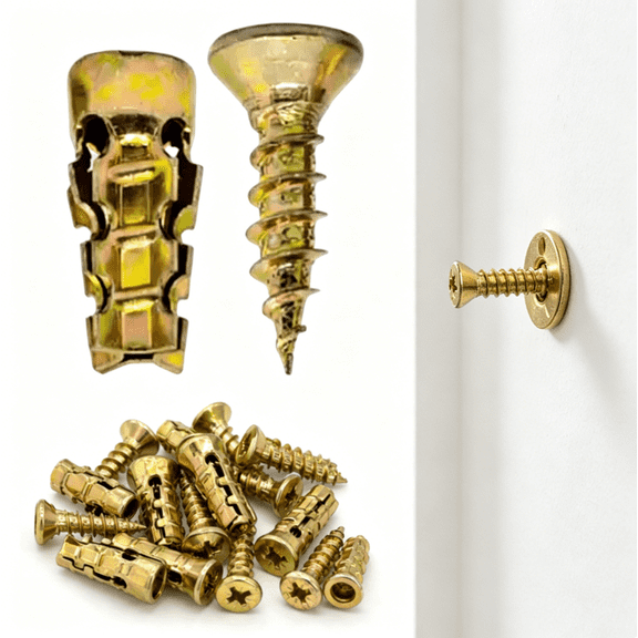 6×14mm Short Expansion Screw Set to Replace Stripped Hinge Screws in Wardrobe & Furniture, Strong Hold Without Damaging Wall 30PCS