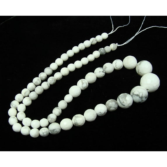 6-14mm White Howlite Faceted Graduated Round Beads Genuine Gemstone Natural Jewelry Making