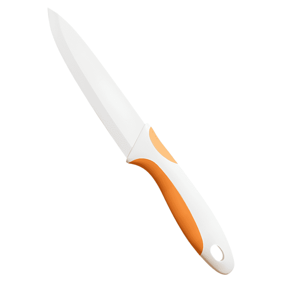 6 in / 15.2 cm Orange Ceramic Kitchen Knife, Ceramic Cutter Knife, 10.4 in / 26.5 cm Overall, Easy Storage with Handle Hole for Fruit Cutting, Food Prep