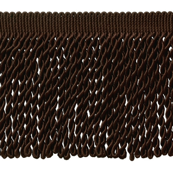 6" (15cm) Basic Solid Collection Traditional Satiny Bullion Fringe Trim # BFS6, Mocha Brown #D2 (Dark Chocolate Brown) Sold By The Yard (36"/3 ft/0.9m)