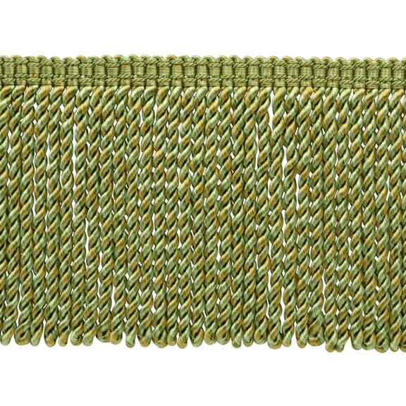 6" (15cm) Bullion Fringe Trim with Fancy Woven Gimp Header # BFMLT6WVN,, Lemongrass Green #PR12 (Light Green, Yellow Green, Yellow Gold) Sold By The Yard (36"/3 ft/0.9m)