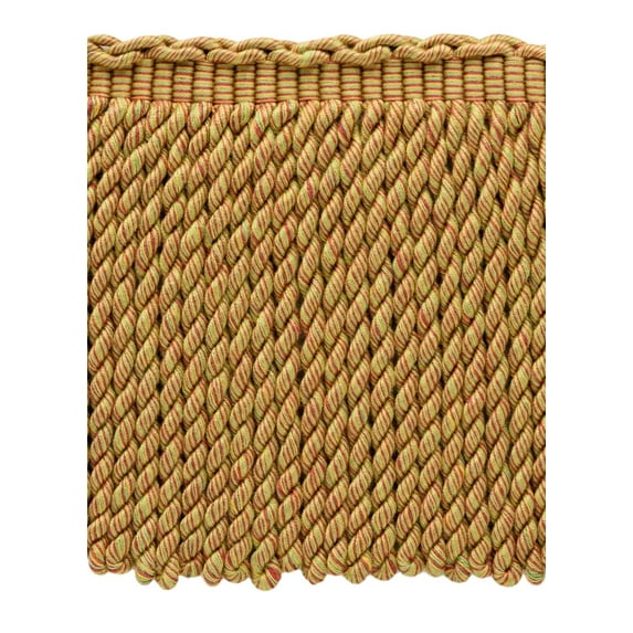 6" (15cm) Empress Collection Fancy Vintage Bullion Fringe Trim with Woven Header # BFEMP6,, Harvest Beige #W163 (Golden Beige, Light Red, Yellow Green) Sold By The Yard (36"/3 ft/0.9m)