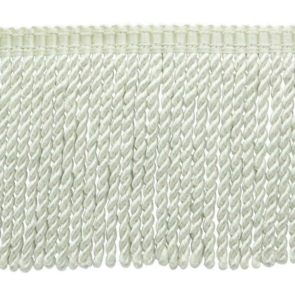 6" (15cm) Fancy Solid Woven Gimp Header Satiny Bullion Fringe Trim # BFS6WVN,, Pure White #A1 (Bright White) Sold By The Yard (36"/3 ft/0.9m)