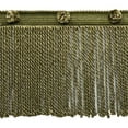 thumbnail image 1 of 6" (15cm) Heirloom Collection Contemporary Header with Pompom Bullion Fringe Trim # BFHR6,, Dark Brown Green #61601 (Forest Green, Olive Brown, Dark Beige) Sold By The Yard (36"/3 ft/0.9m), 1 of 1