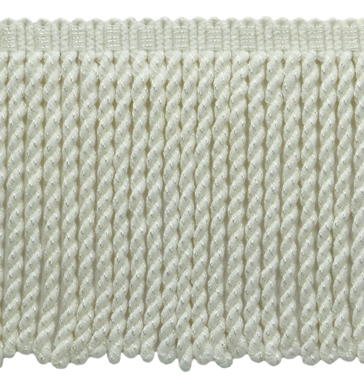 6" (15cm) Solid Cotton Rayon Mix Knitted Header Bullion Fringe Trim # BFS6,, Pure White #A1 (Bright White) 5 Yards (15 ft/4.5m)