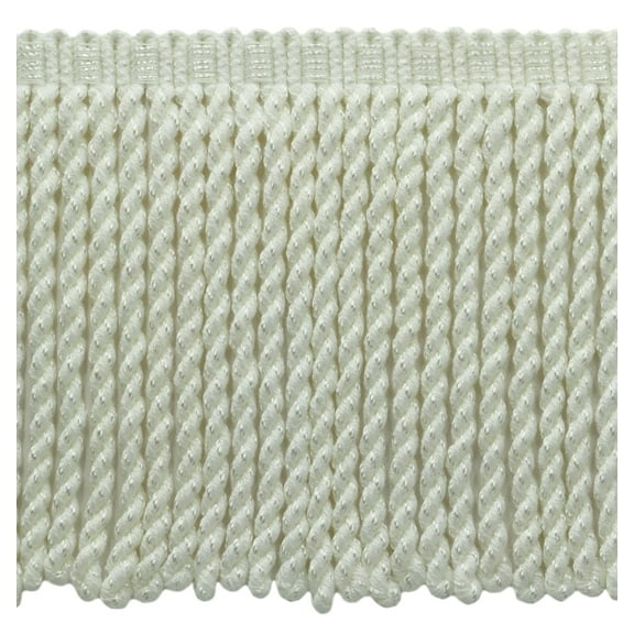 6" (15cm) Solid Cotton Rayon Mix Knitted Header Bullion Fringe Trim # BFS6,, Pure White #A1 (Bright White) Sold By The Yard (36"/3 ft/0.9m)