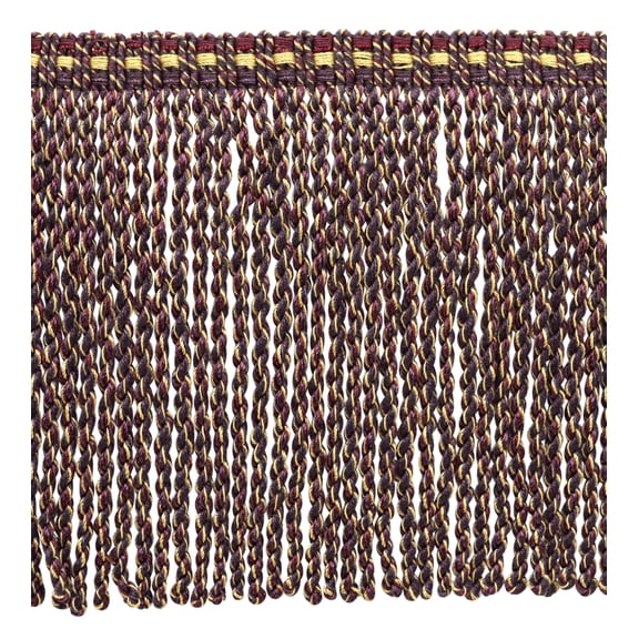 6" (15cm) Veranda Collection Fancy Knitted Bullion Fringe Trim # BFV6,, Golden Plum Purple #VNT18 (Violet Purple, Wine Red, Light Gold) Sold By The Yard (36"/3 ft/0.9m)