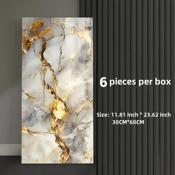 6/18/24-Piece Marble-Look Wall Stickers - PVC Anti-Collision Pads, Self-Adhesive Waterproof Vinyl, Wall Backsplash for Kitchen, Bathroom, Dining Room & Home Decoration