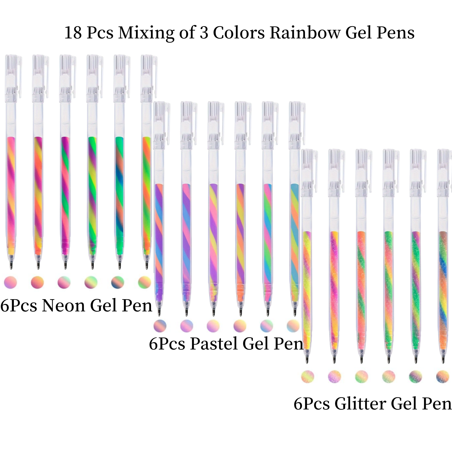 6/18 Pack Mixing of 3 Colors Magic Gel Pens, Kawaii Color Changing Ballpoint Pen, Set for Adult Coloring Books, Doodling Scrapbook