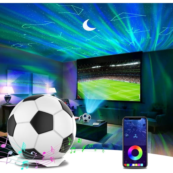 6.18" Star Projector, Football Aurora Projector with 12 Constellations, Galaxy Projector with Timer White Noise Children's Night Light Projector, Star Projector for Kids Game Room Ceiling Decor