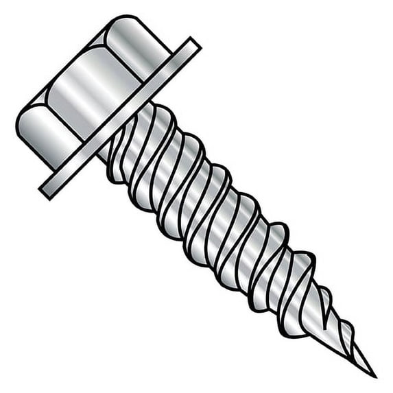 6-18X1/2 Unslotted Ind Hex washer 1/4" Across Flats Full Thread Self Piercing Screw 410 Stainless Steel (Pack Qty 8,000) BC-0608PW410
