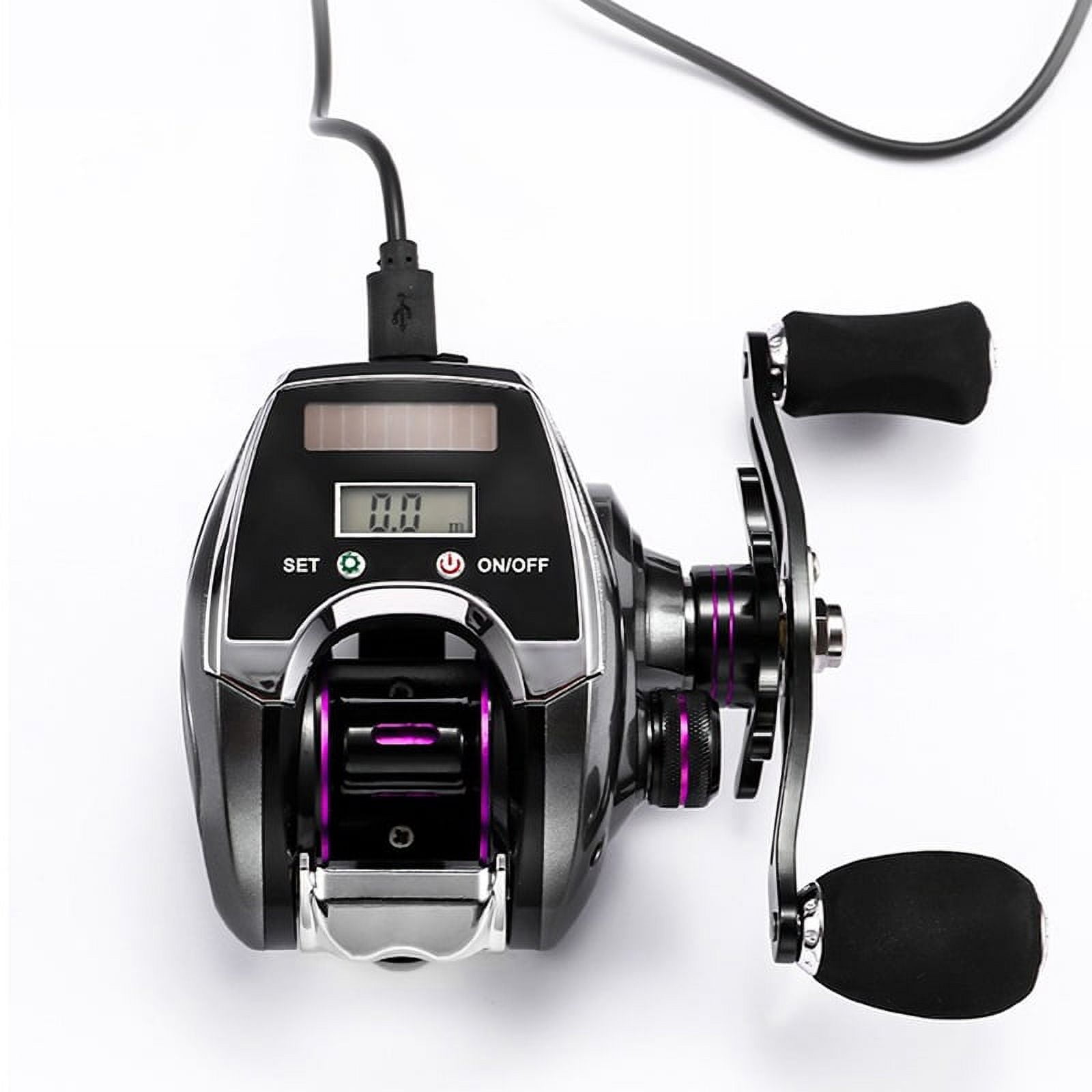 6+1BB 8.0:1 Ratio Digital Display Baitcasting Reel with Line Counter Sun  Power Charging System High Speed Fishing Reel Tackle Accessories