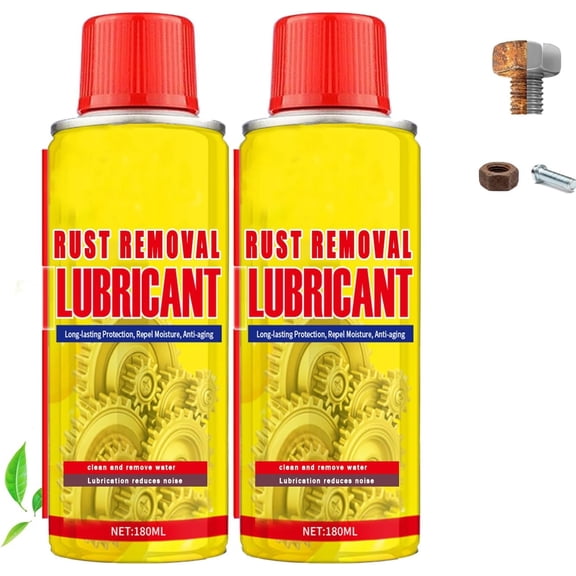 6.1oz Anti-Rust Lubricant Spray & Rust Remover for Metal, Multi-Purpose Penetrating Oil, Fast-Acting Lubricant Rust Dissolver for Vehicles, Tools, Chains, Bolts & Hinges (2 pcs)
